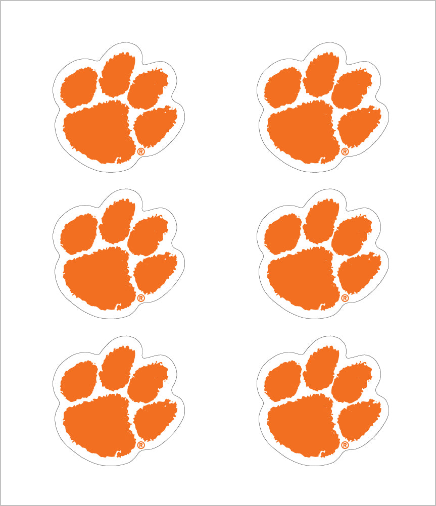 Clemson Paw Decals (6-Pack)