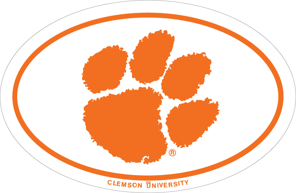 Clemson White Euro "Paw" Magnet