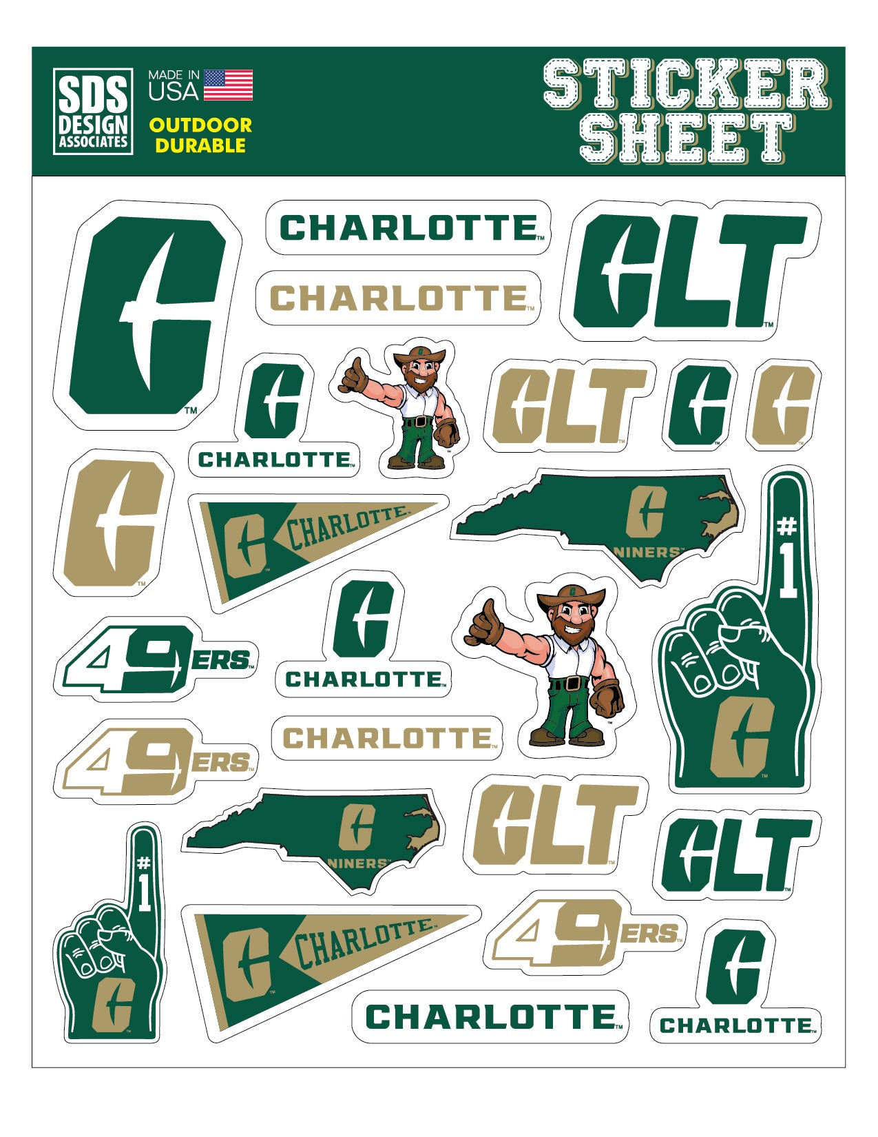 UNCC Charlotte Sticker Sheet