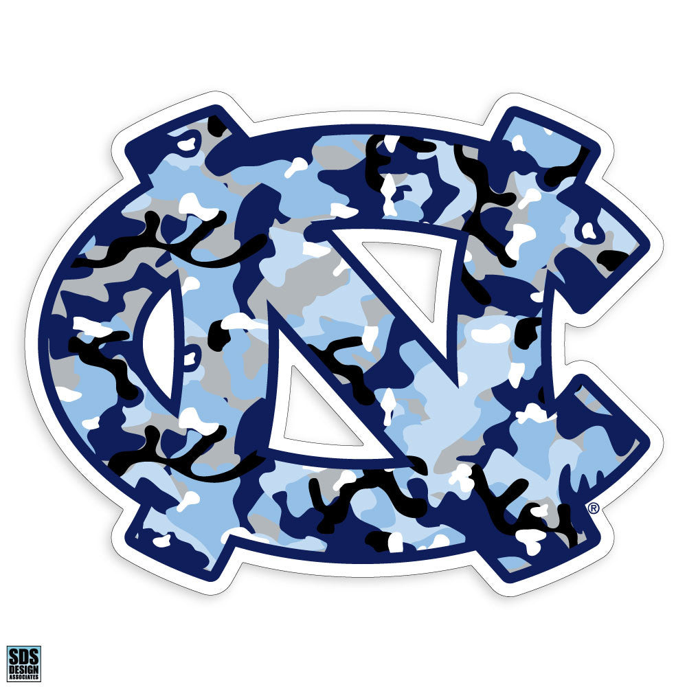 UNC Interlock “NC” Vinyl Decal (Blue Camo)