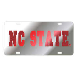 NC State Silver Laser Cut Car Tag