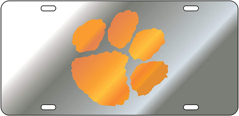 Clemson Silver Laser Cut Car Tag