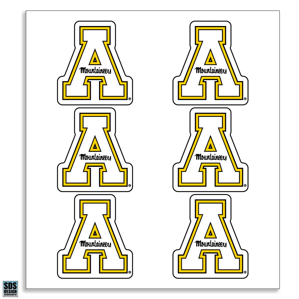 Appalachian White "A" Vinyl Decals (6-Pack)