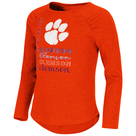 Clemson Girls Heart L/S Tee