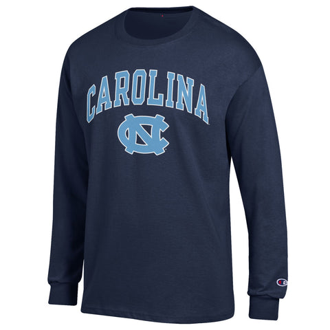 UNC Champion Arched Logo L/S Tee (Navy)
