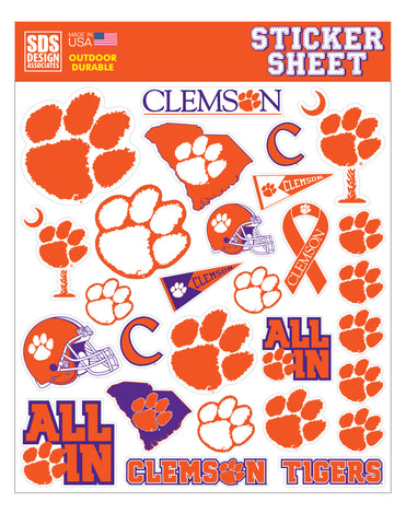 Clemson Sticker Sheet
